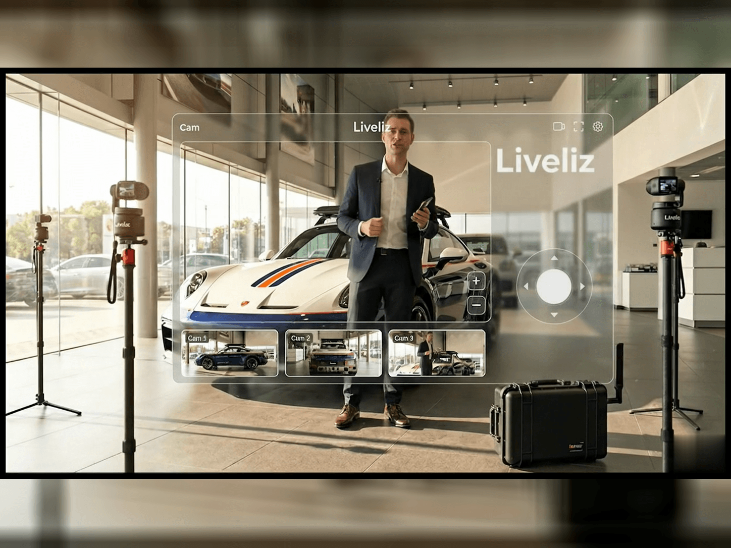Master LiveLiz pilotant une démonstration showroom automobile depuis son mobile
