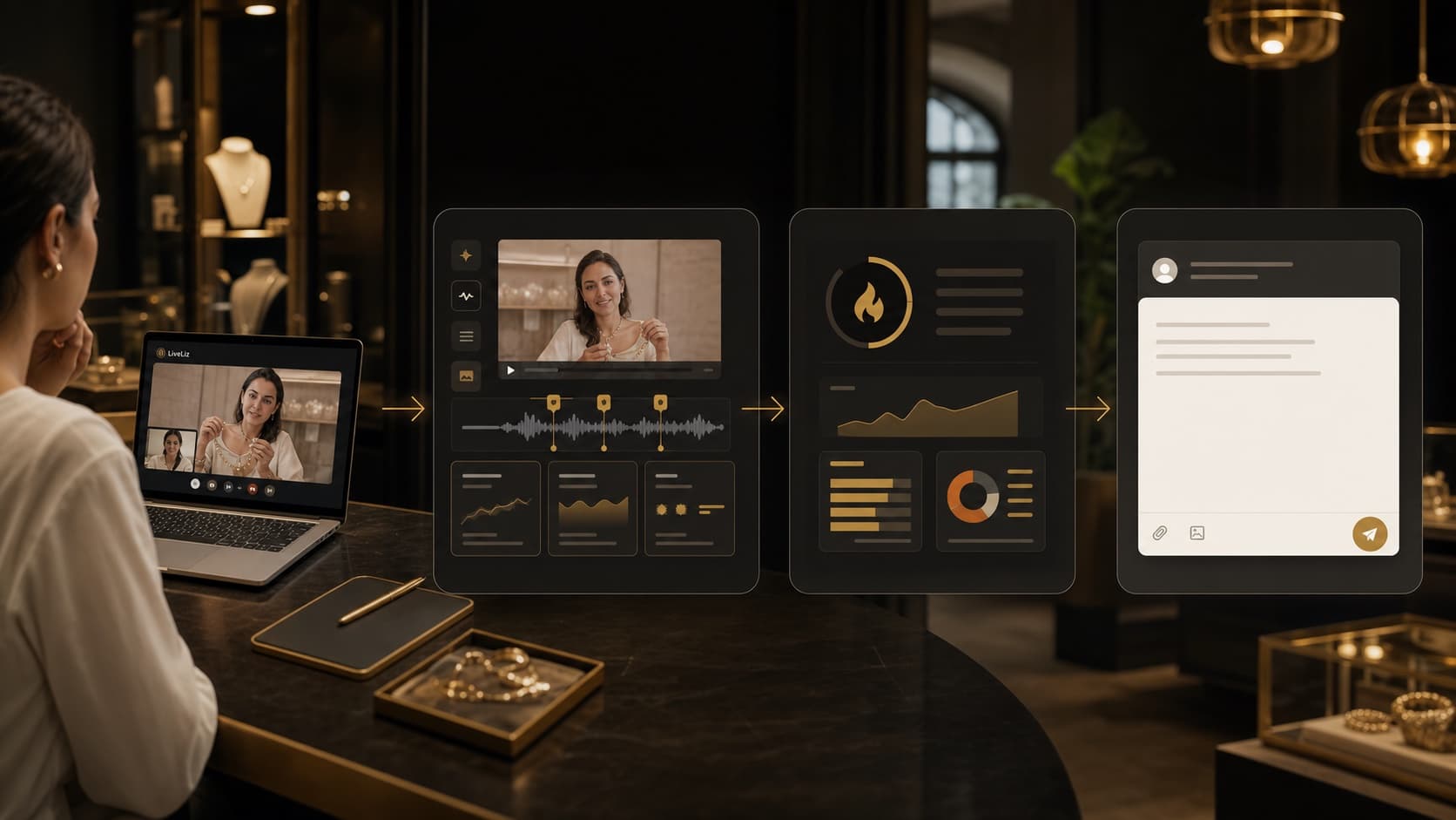 Preuve client anonymisée LiveLiz reliant session distante, Replay IA, opportunité chaude et relance commerciale